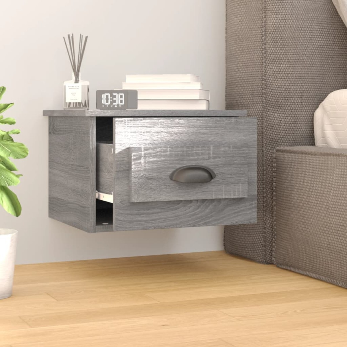 vidaXL Κομοδίνο Επιτοίχιο Γκρι Sonoma 41,5 x 36 x 28 εκ.
