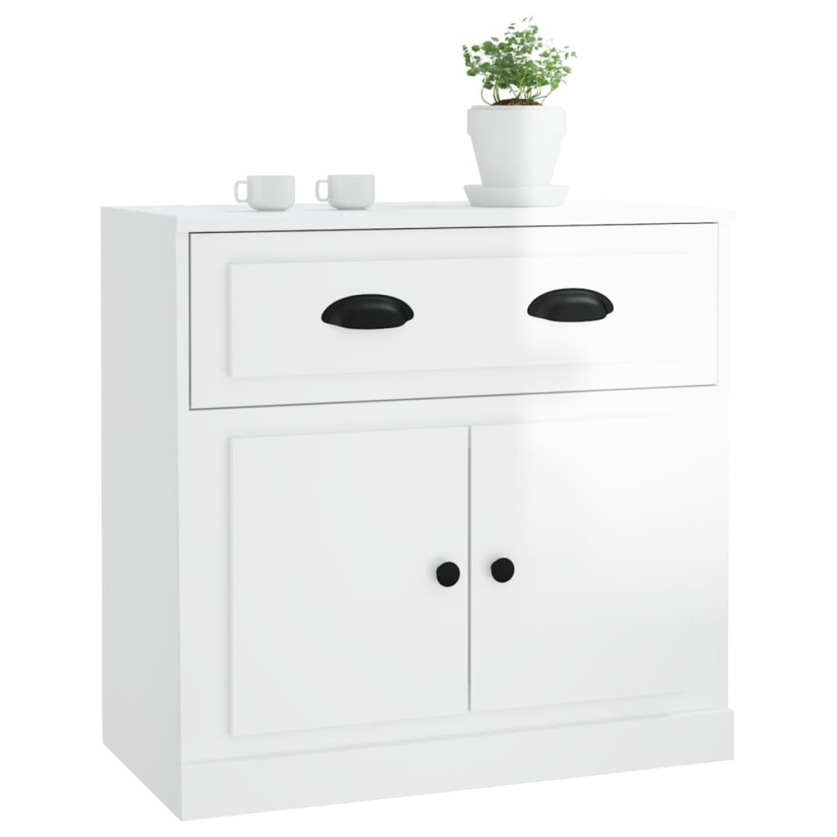 vidaXL Ντουλάπι Γυαλιστερό Λευκό 70x35,5x67,5 εκ. Επεξεργασμένο Ξύλο