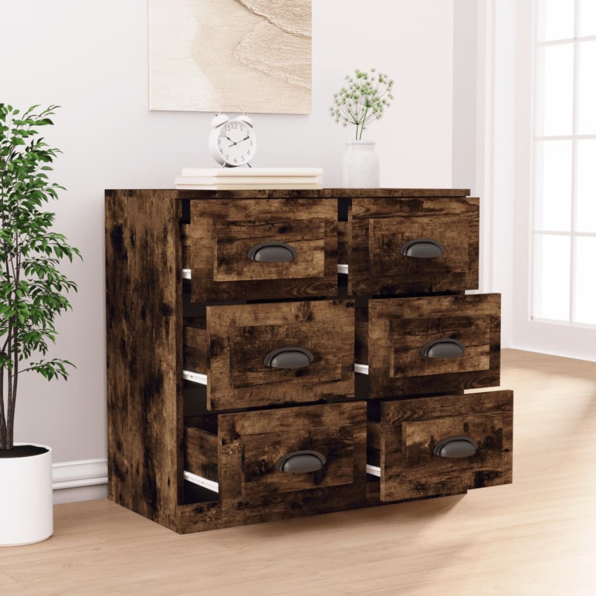 vidaXL Μπουφές Καπνιστή Δρυς 70x35,5x67,5 εκ. από Επεξεργασμένο Ξύλο