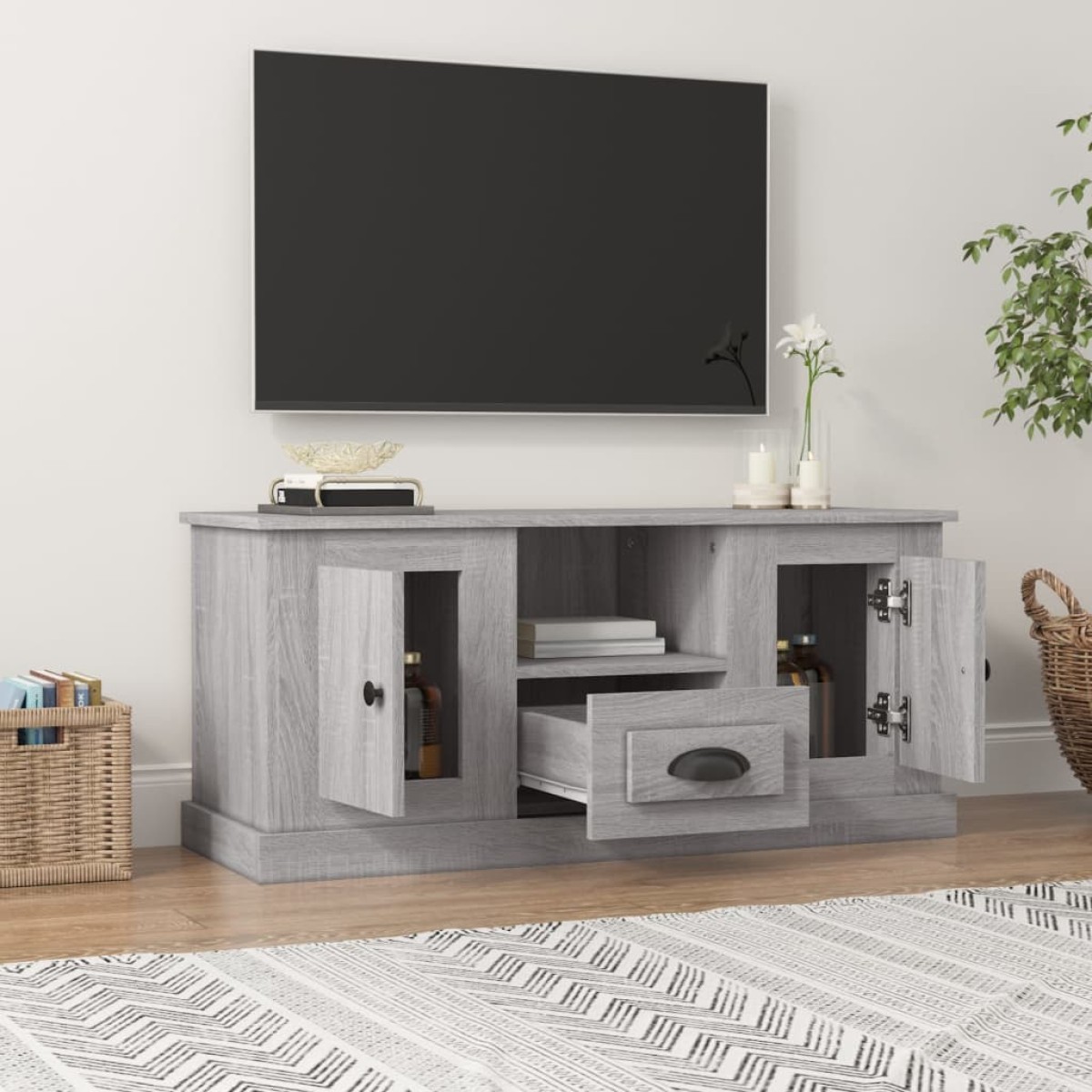 vidaXL Έπιπλο Τηλεόρασης Γκρι Sonoma 100x35,5x45 εκ. Επεξ. Ξύλο