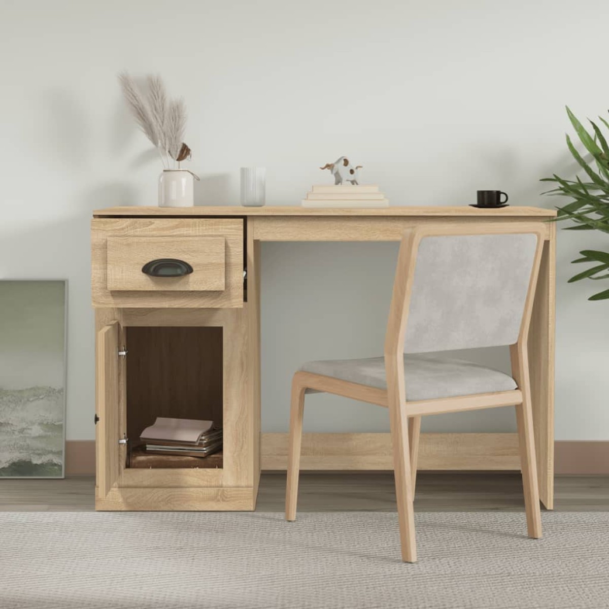 vidaXL Γραφείο με Συρτάρι Sonoma δρυς 115x50x75 εκ. Επεξεργασμένο Ξύλο