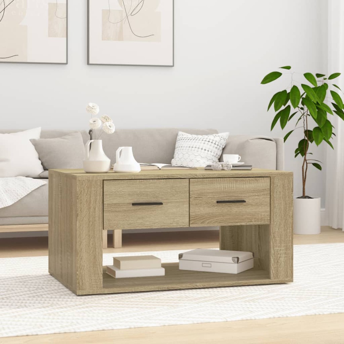 vidaXL Τραπεζάκι Σαλονιού Sonoma Δρυς 80x50x40 εκ. Επεξεργασμένο Ξύλο
