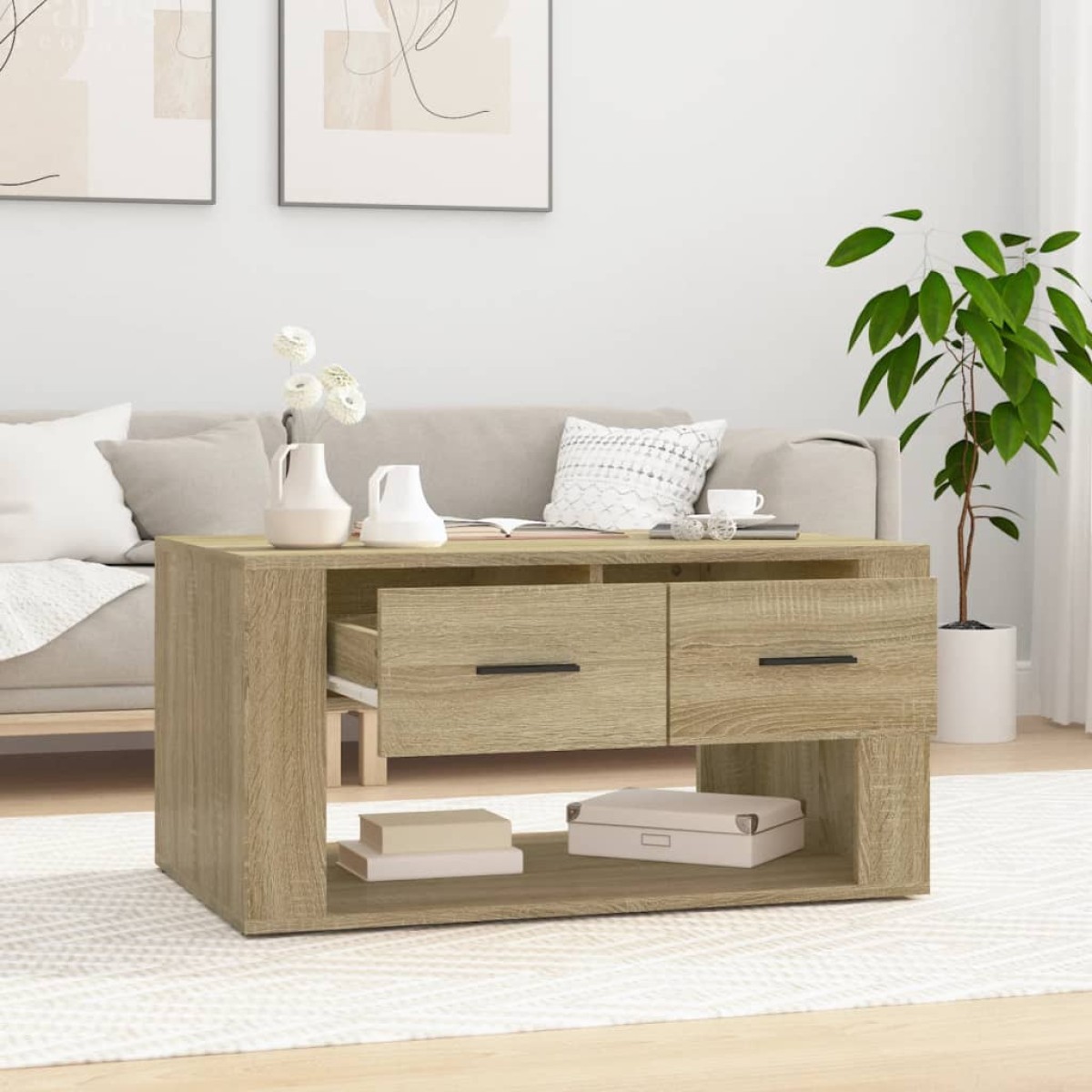 vidaXL Τραπεζάκι Σαλονιού Sonoma Δρυς 80x50x40 εκ. Επεξεργασμένο Ξύλο