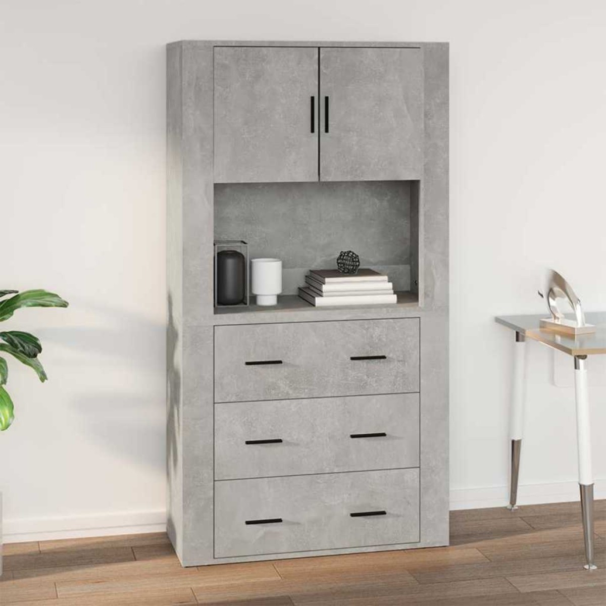 vidaXL Ντουλάπι Τοίχου Γκρι Σκυρ. 80x33x80 εκ. Επεξεργασμένο Ξύλο