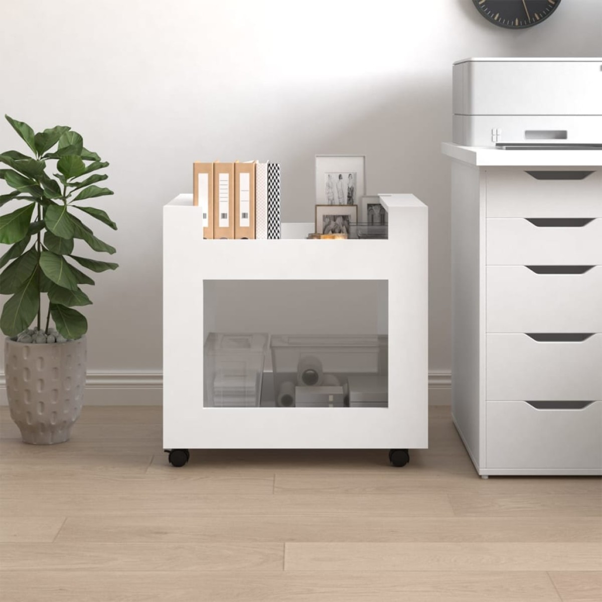 vidaXL Τρόλεϊ Γραφείου Λευκό 60x45x60 εκ. από Επεξεργασμένο Ξύλο