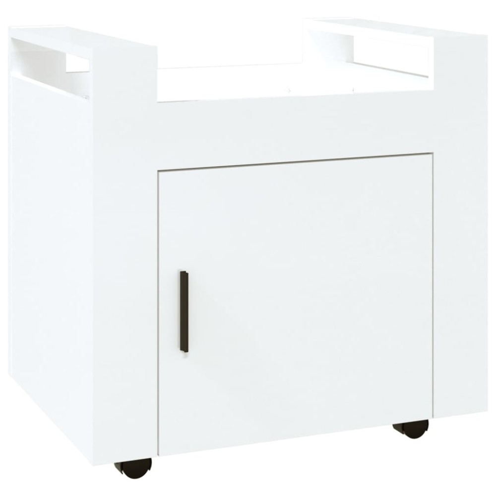 vidaXL Τρόλεϊ Γραφείου Γυαλ. Λευκό 60x45x60 εκ. από Επεξεργασμένο Ξύλο