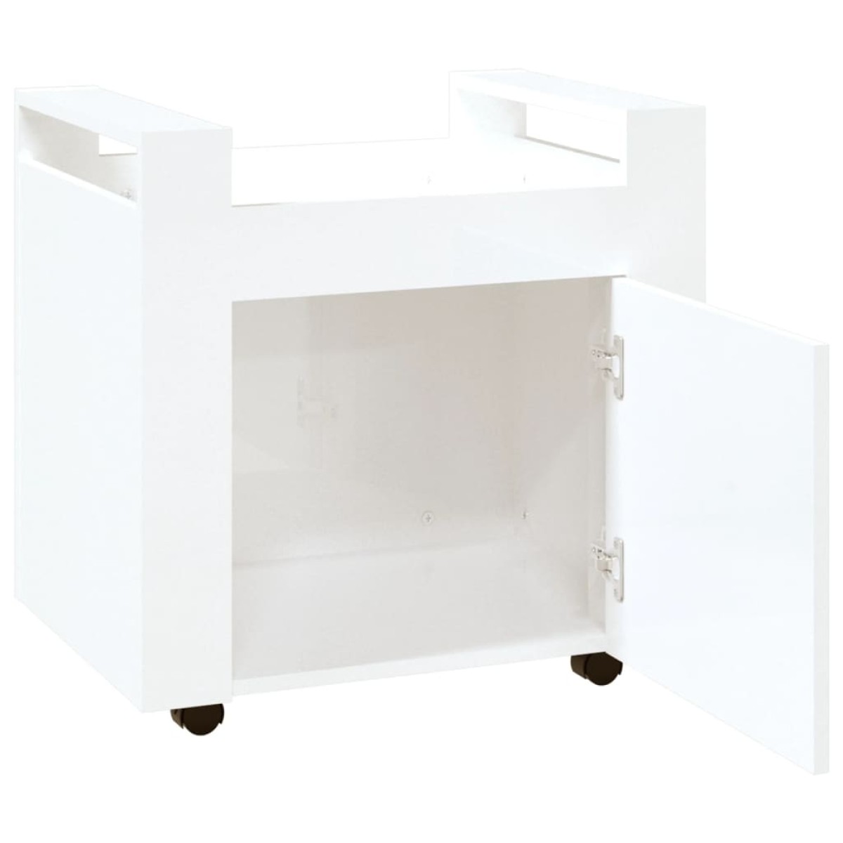 vidaXL Τρόλεϊ Γραφείου Γυαλ. Λευκό 60x45x60 εκ. από Επεξεργασμένο Ξύλο