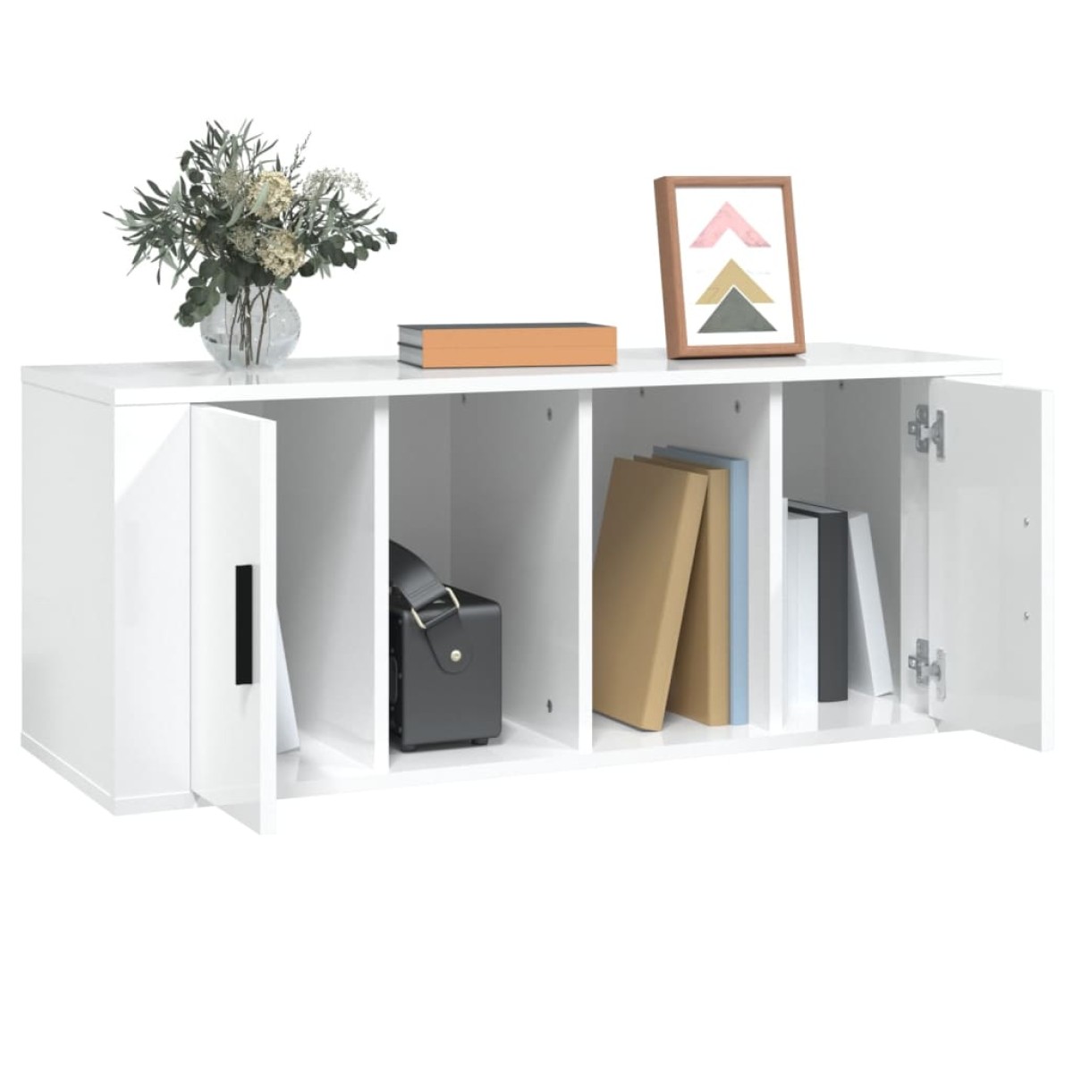 vidaXL Έπιπλο Τηλεόρασης Γυαλ. Λευκό 100x35x40 εκ. Επεξεργασμένο Ξύλο