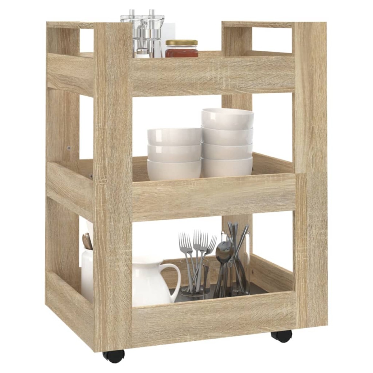 vidaXL Τρόλεϊ Κουζίνας Sonoma δρυς 60x45x80 εκ. από Επεξεργασμένο Ξύλο
