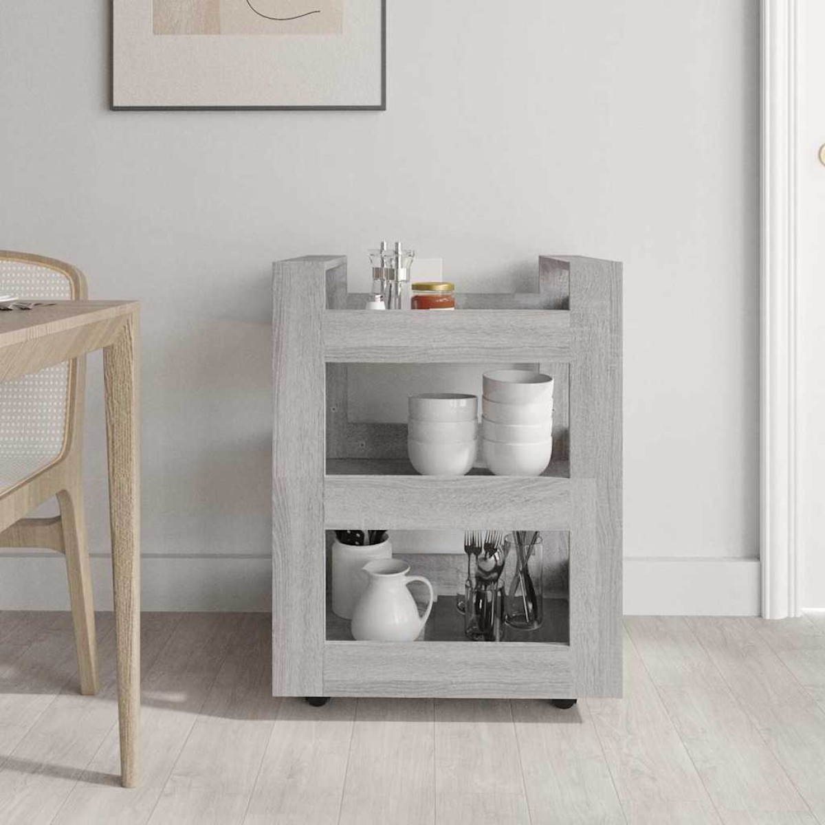 vidaXL Τρόλεϊ Κουζίνας Sonoma Γκρι 60x45x80 εκ. από Επεξεργασμένο Ξύλο