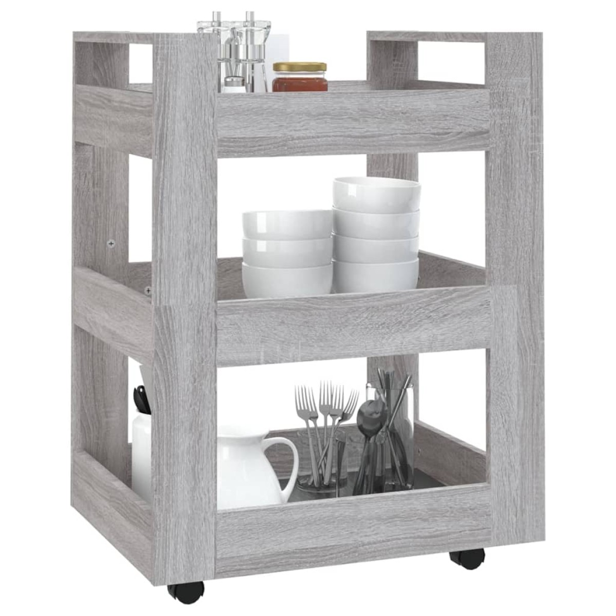 vidaXL Τρόλεϊ Κουζίνας Sonoma Γκρι 60x45x80 εκ. από Επεξεργασμένο Ξύλο