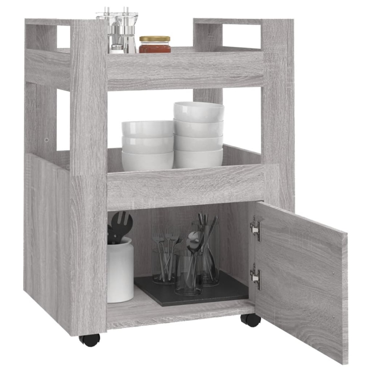 vidaXL Τρόλεϊ Κουζίνας Sonoma Γκρι 60x45x80 εκ. από Επεξεργασμένο Ξύλο