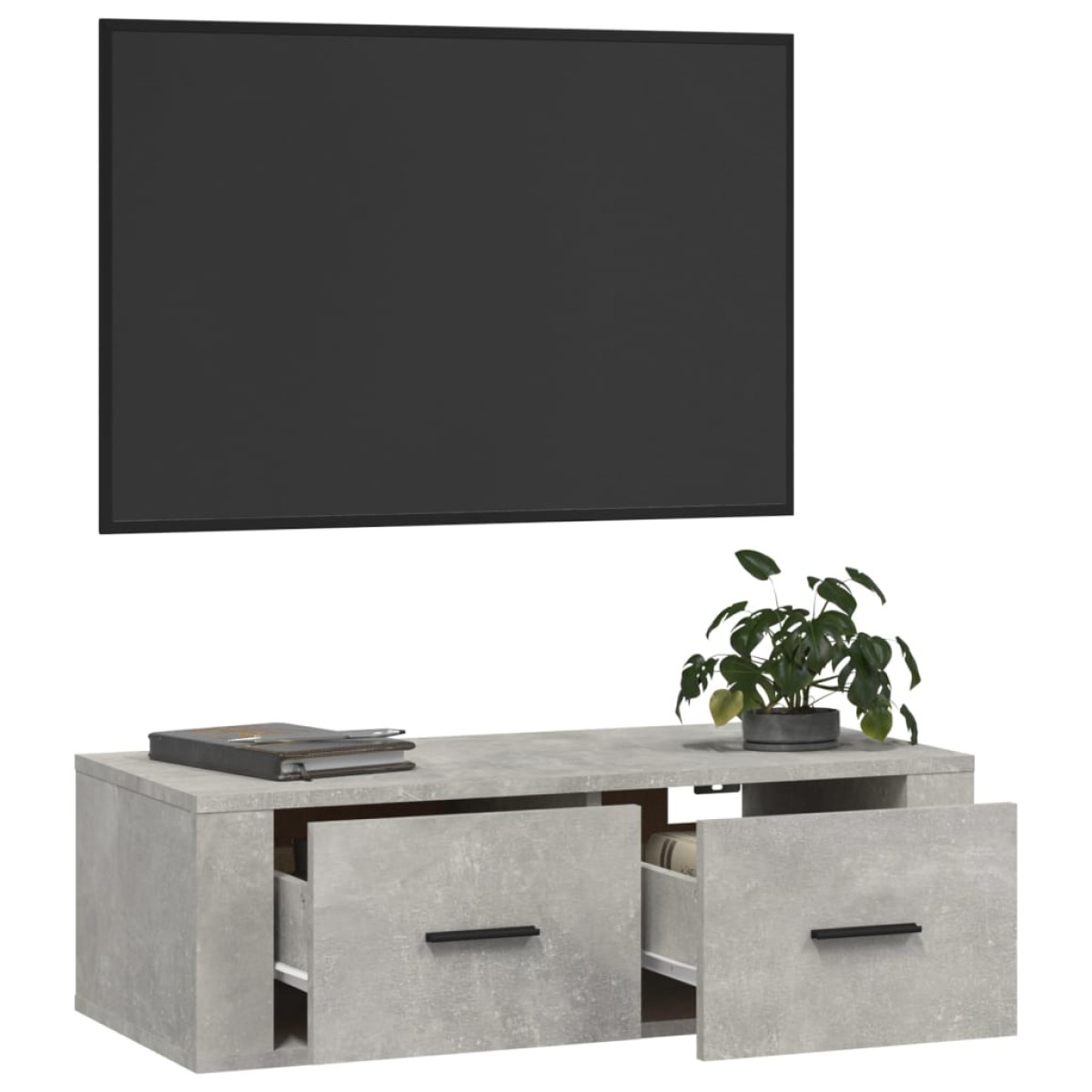 vidaXL Ντουλάπι Τηλεόρασης Κρεμ. Γκρι Σκυρ. 80x36x25εκ. Επεξ. Ξύλο