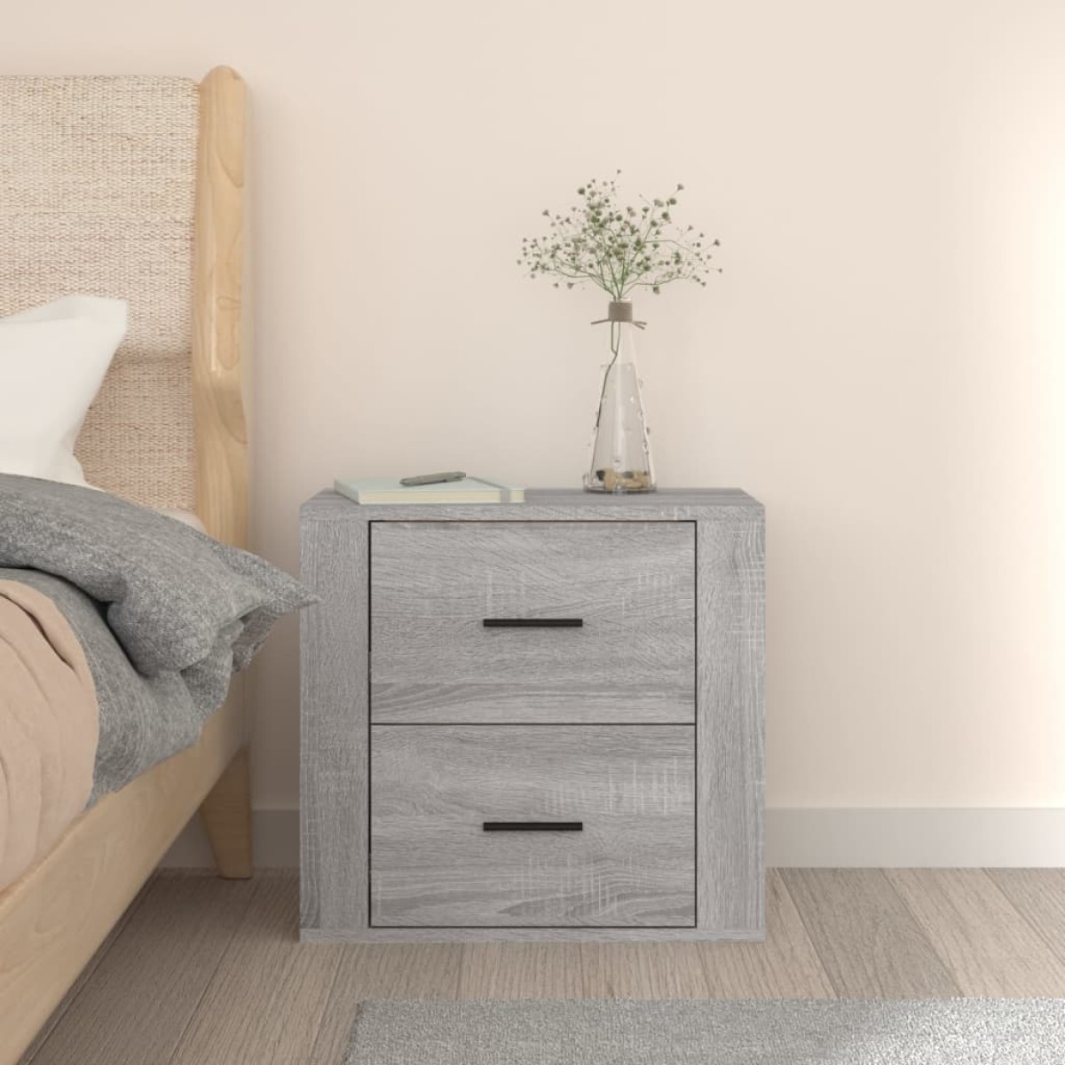 vidaXL Κομοδίνα Επιτοίχια Γκρι Sonoma 50x36x47 εκ.