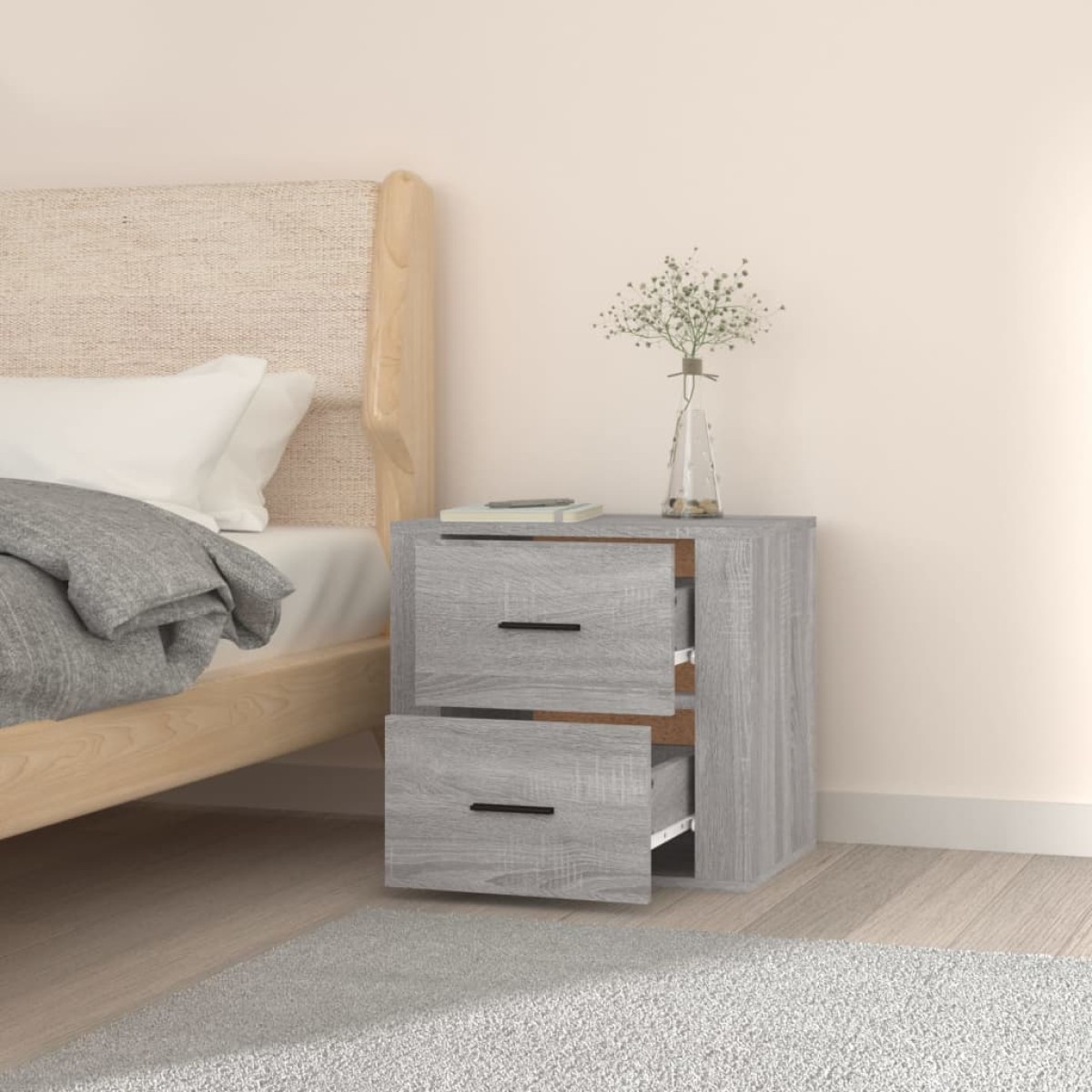 vidaXL Κομοδίνα Επιτοίχια Γκρι Sonoma 50x36x47 εκ.