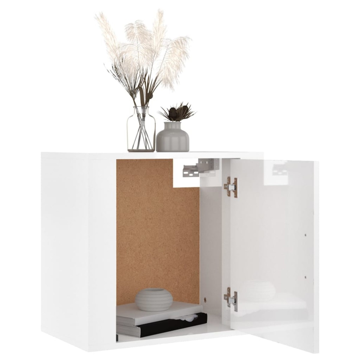 vidaXL Κομοδίνο Επιτοίχιο Γυαλιστερό Λευκό 50x30x47 εκ.
