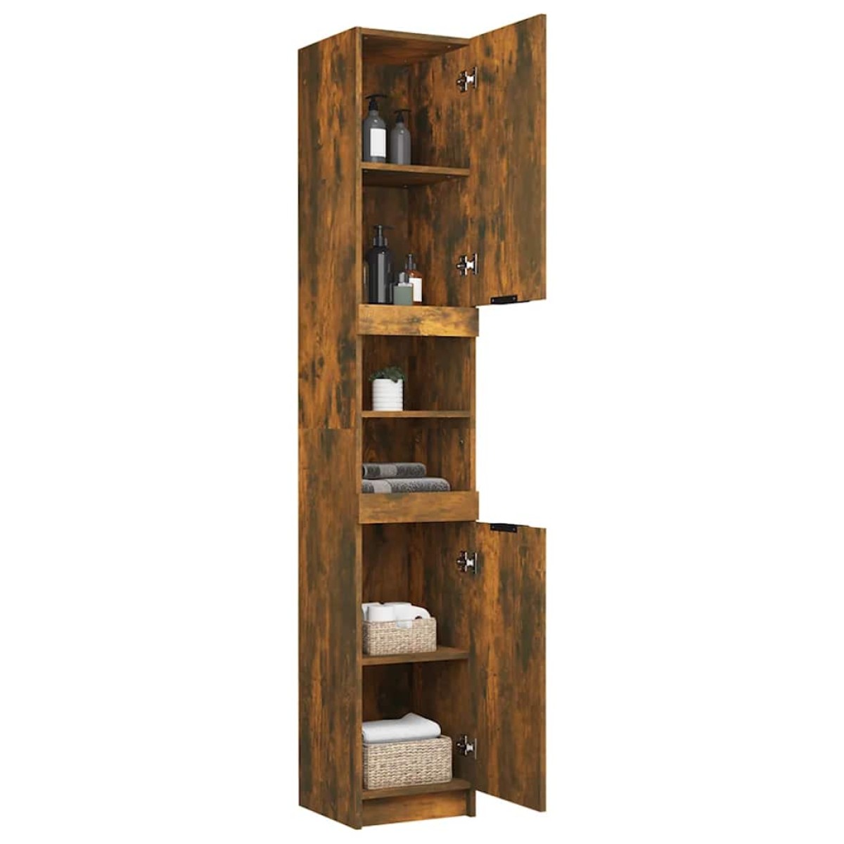 vidaXL Ντουλάπι Μπάνιου Καπνιστή Δρυς 32x34x188,5 εκ. Επεξεργ. Ξύλο