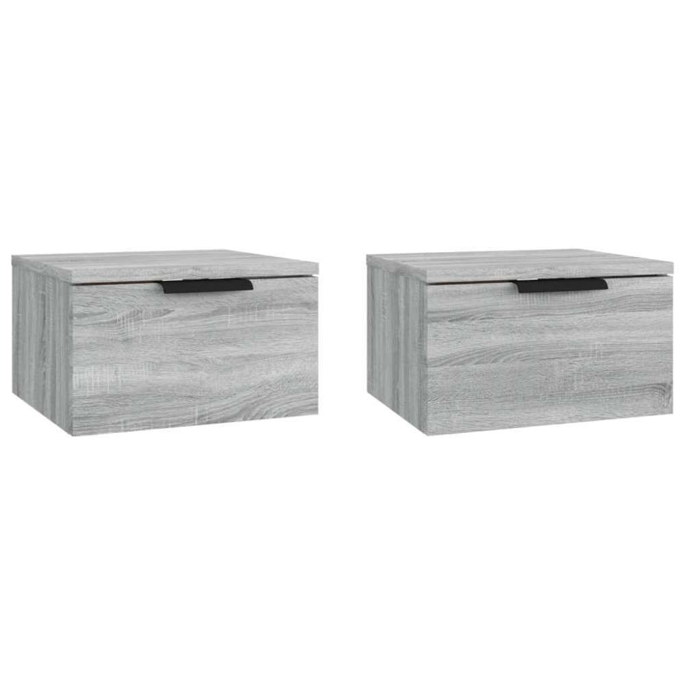 vidaXL Κομοδίνα Επιτοίχια 2 τεμ. Γκρι Sonoma 34x30x20 εκ.