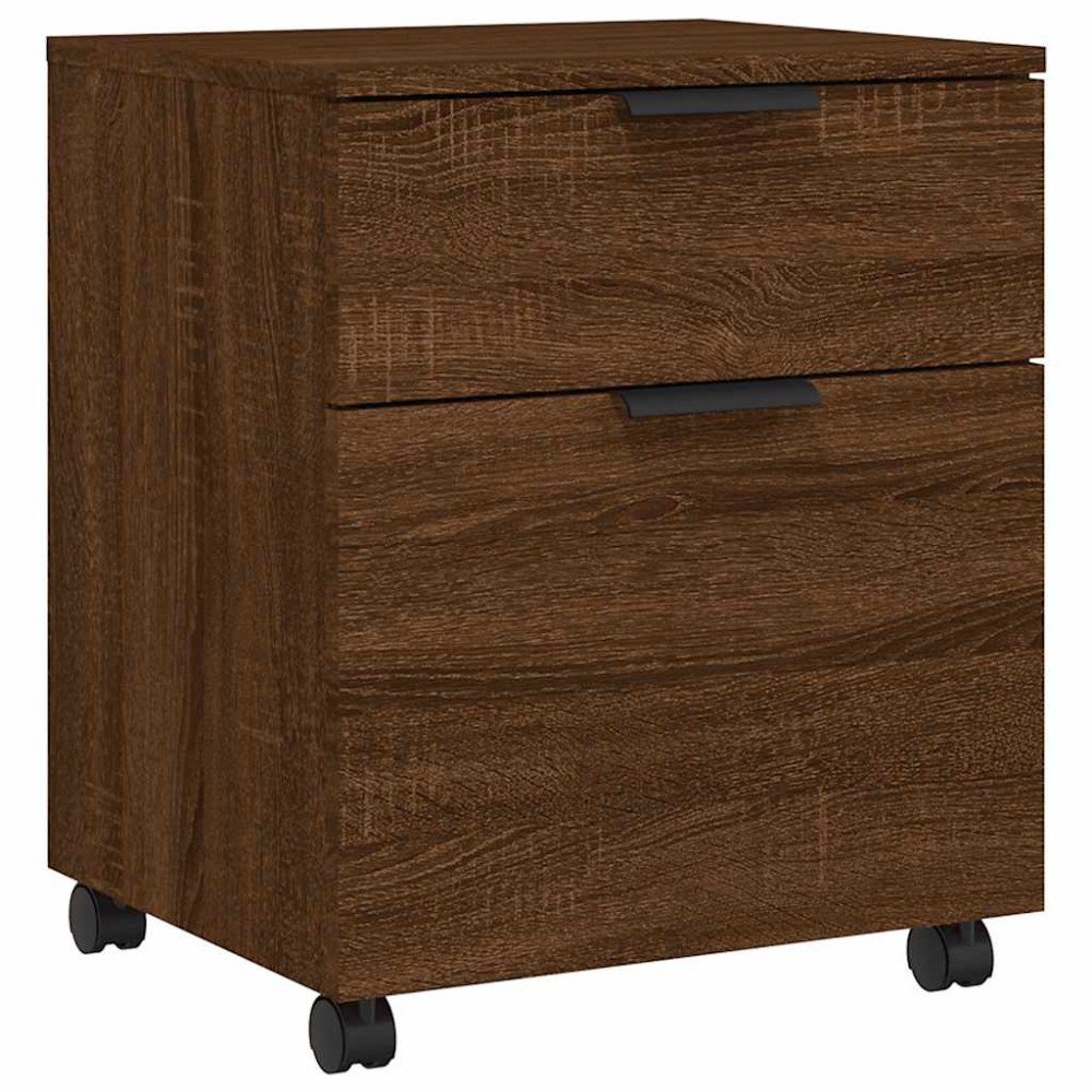 vidaXL Αρχειοθήκη Φορητή Καφέ Δρυς 45x38x54 εκ. Επεξ. Ξύλο με Ρόδες