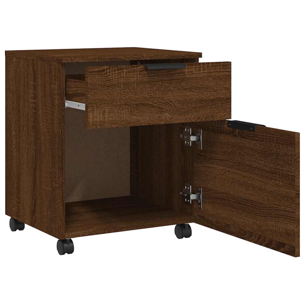 vidaXL Αρχειοθήκη Φορητή Καφέ Δρυς 45x38x54 εκ. Επεξ. Ξύλο με Ρόδες