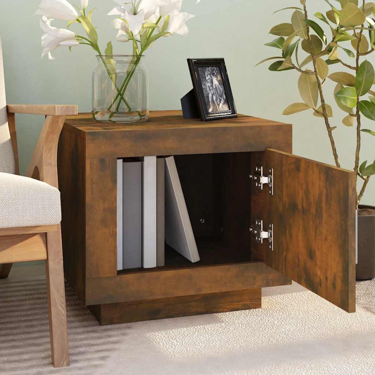vidaXL Τραπεζάκι Σαλονιού Καπνιστή Δρυς 51x50x45 εκ Επεξεργασμένο Ξύλο