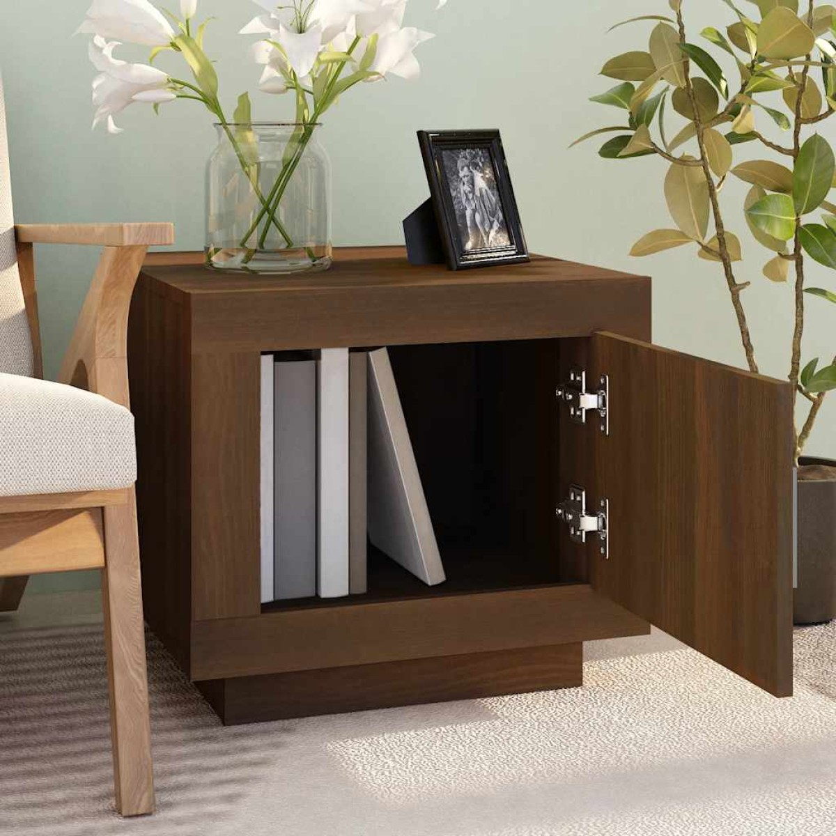 vidaXL Τραπεζάκι Σαλονιού Καφέ Δρυς 51 x 50 x 45 εκ. από Επεξεργ. Ξύλο