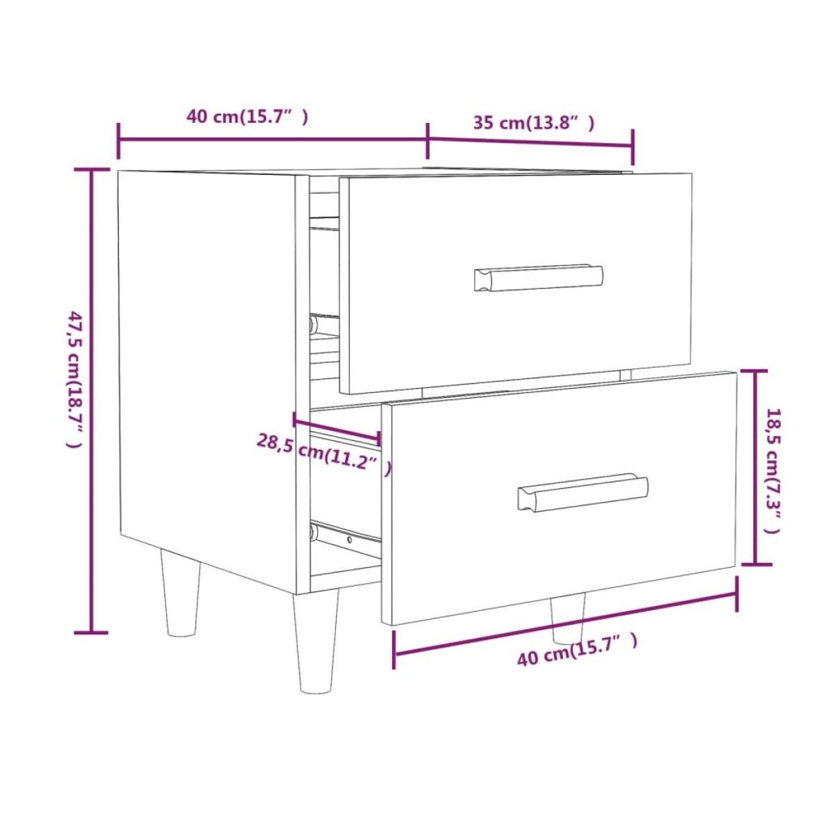 vidaXL Κομοδίνο Καπνιστή Δρυς 40 x 35 x 47,5 εκ.