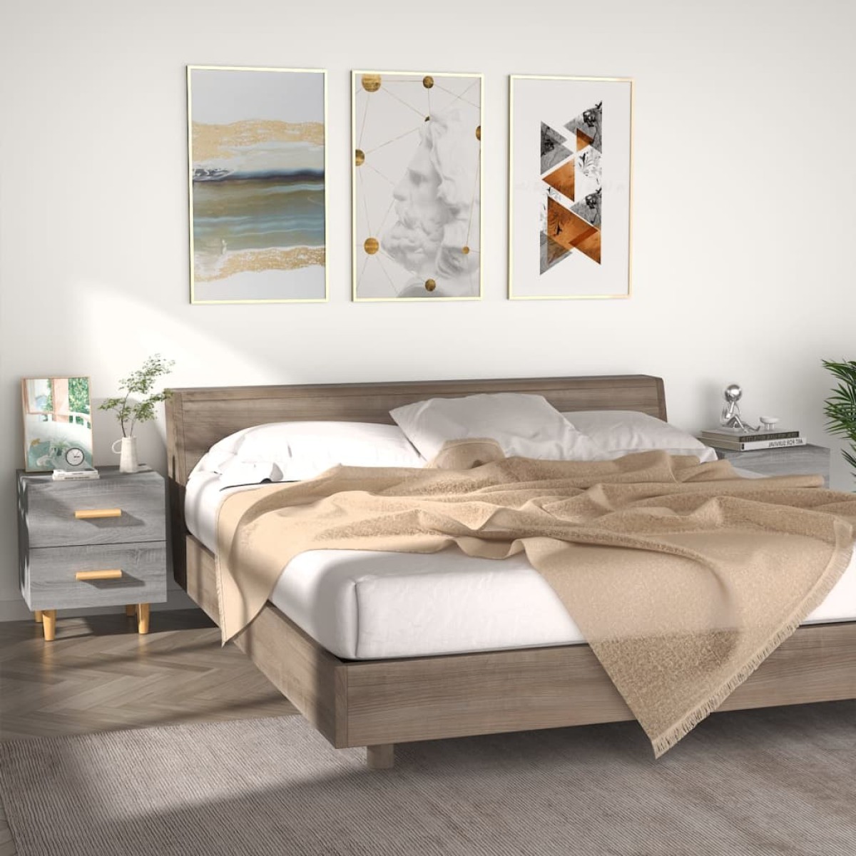 vidaXL Κομοδίνα 2 τεμ. Γκρι Sonoma 40 x 35 x 47,5 εκ.
