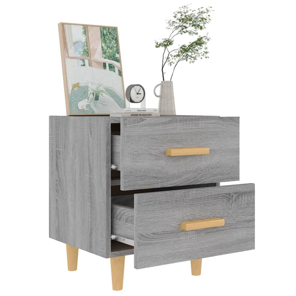 vidaXL Κομοδίνα 2 τεμ. Γκρι Sonoma 40 x 35 x 47,5 εκ.