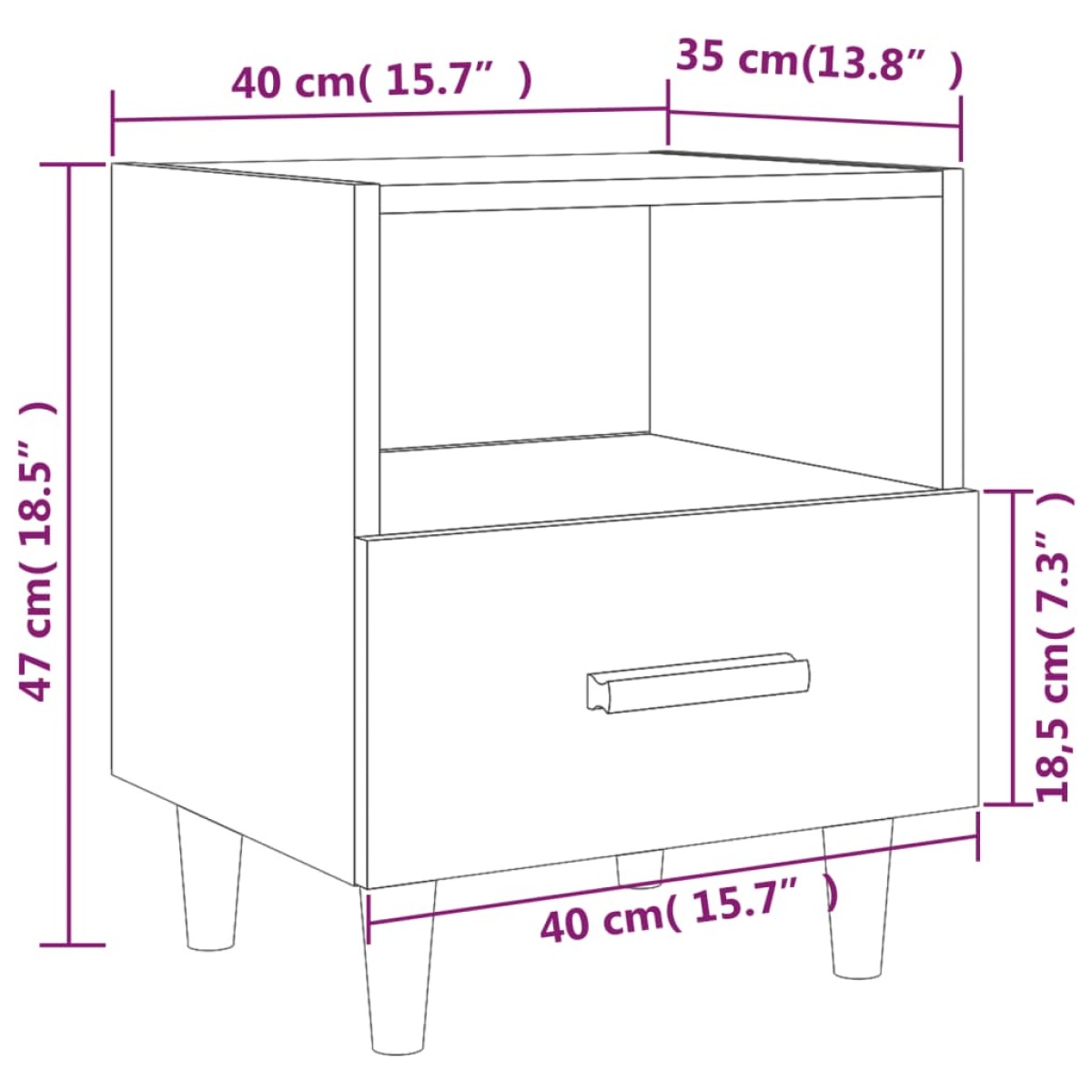vidaXL Κομοδίνο Γκρι Sonoma 40 x 35 x 47 εκ.