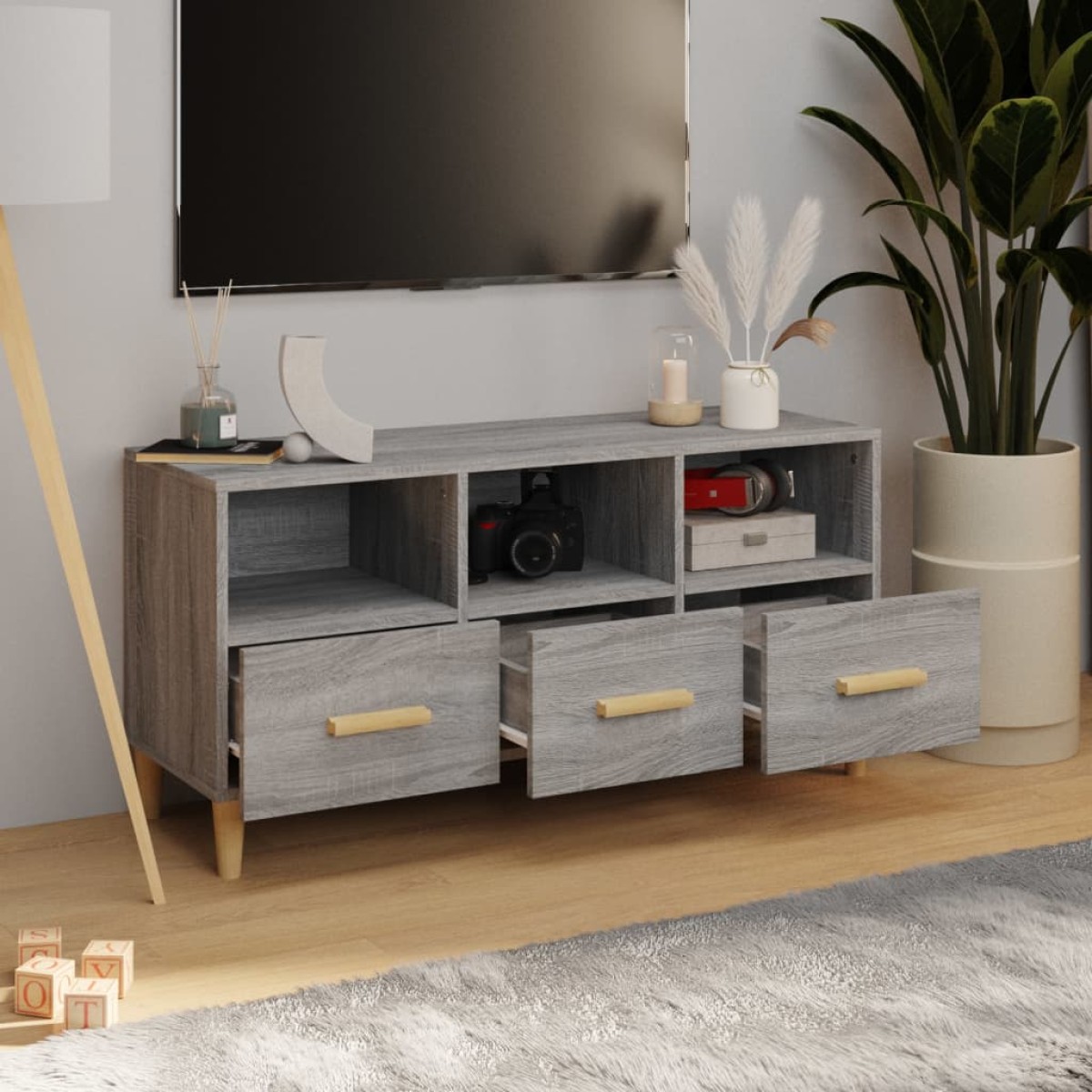 vidaXL Έπιπλο Τηλεόρασης Γκρι Sonoma 102x36x50 εκ. από Επεξεργ. Ξύλο