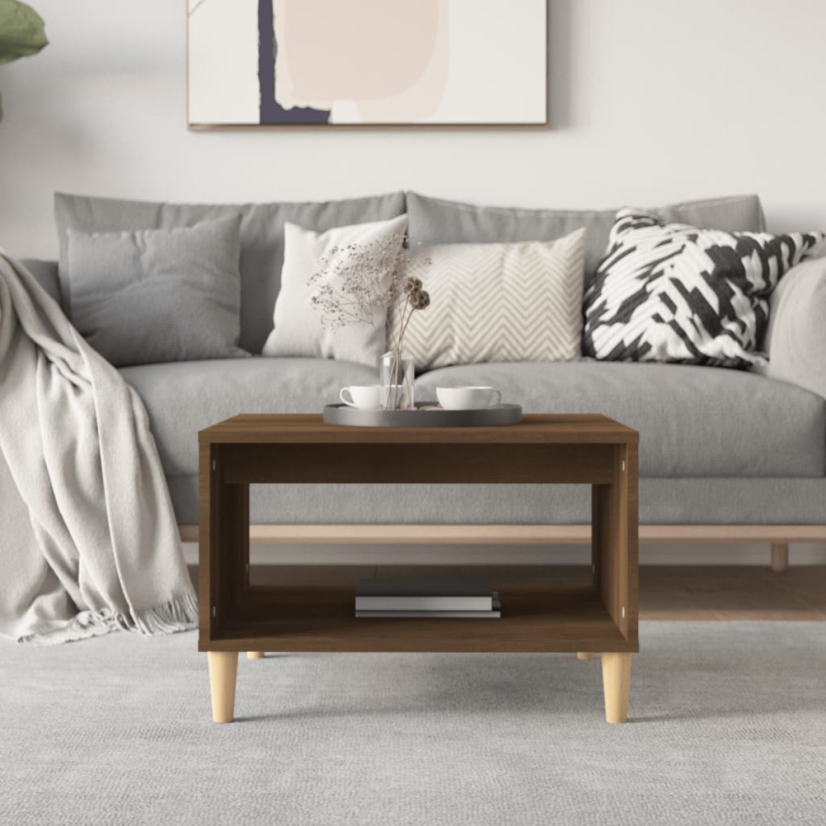 vidaXL Τραπεζάκι Σαλονιού Καφέ Δρυς 60x50x40 εκ. Επεξεργασμένο Ξύλο