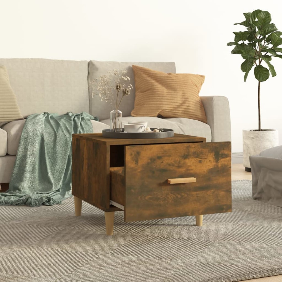 vidaXL Τραπεζάκι Σαλονιού Καπνιστή δρυς 50x50x40εκ. Επεξεργασμένο Ξύλο