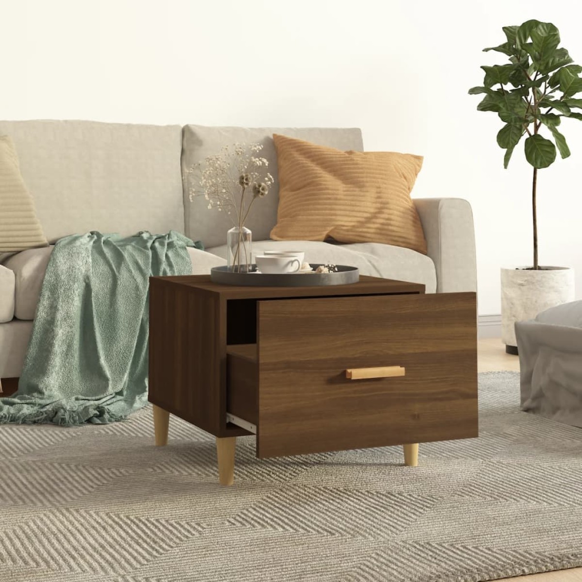 vidaXL Τραπεζάκι Σαλονιού Καφέ δρυς 50x50x40 εκ. Επεξεργασμένο Ξύλο