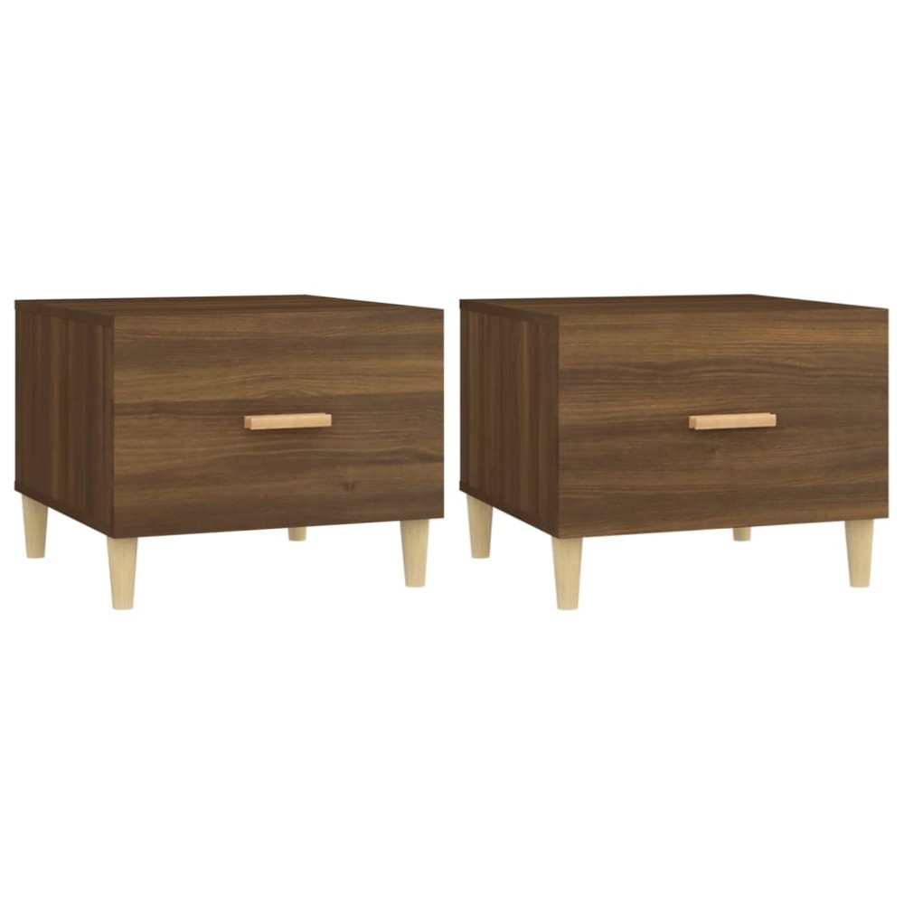 vidaXL Τραπεζάκια Σαλονιού 2 τεμ Brown Oak 50x50x40 εκ Επεξ. Ξύλο