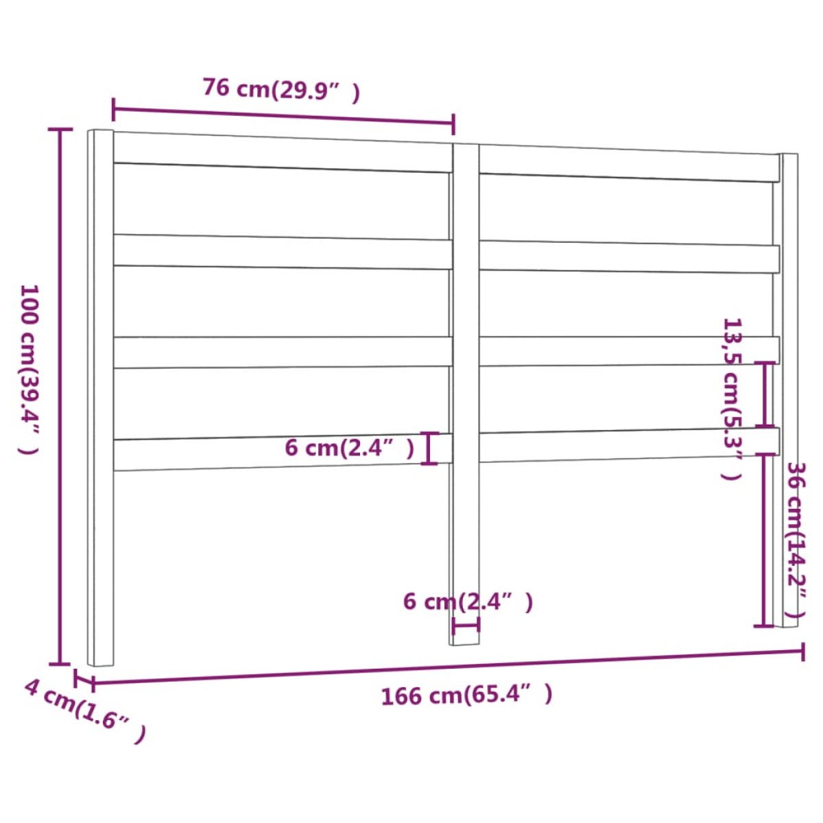 vidaXL Κεφαλάρι Κρεβατιού Γκρι 166 x 4 x 100 εκ. από Μασίφ Ξύλο Πεύκου