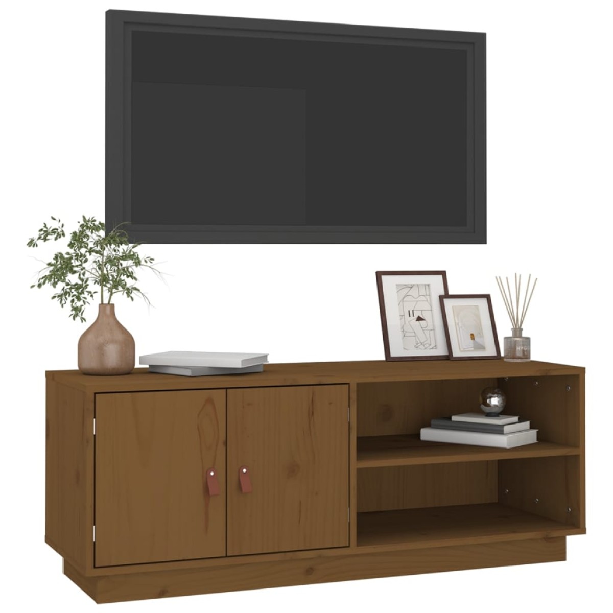 vidaXL Έπιπλο Τηλεόρασης Καφέ Μελί 105x34x40 εκ. από Μασίφ Ξύλο Πεύκου