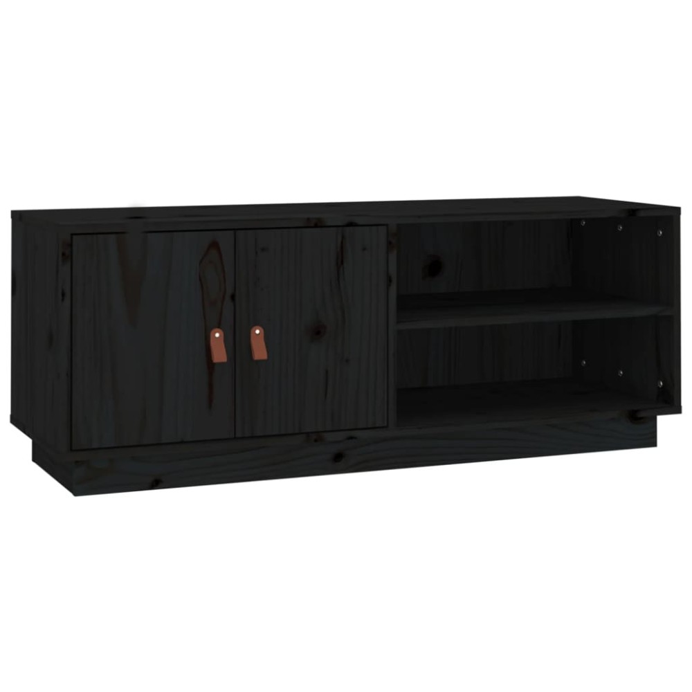 vidaXL Έπιπλο Τηλεόρασης Μαύρο 105x34x40 εκ. από Μασίφ Ξύλο Πεύκου