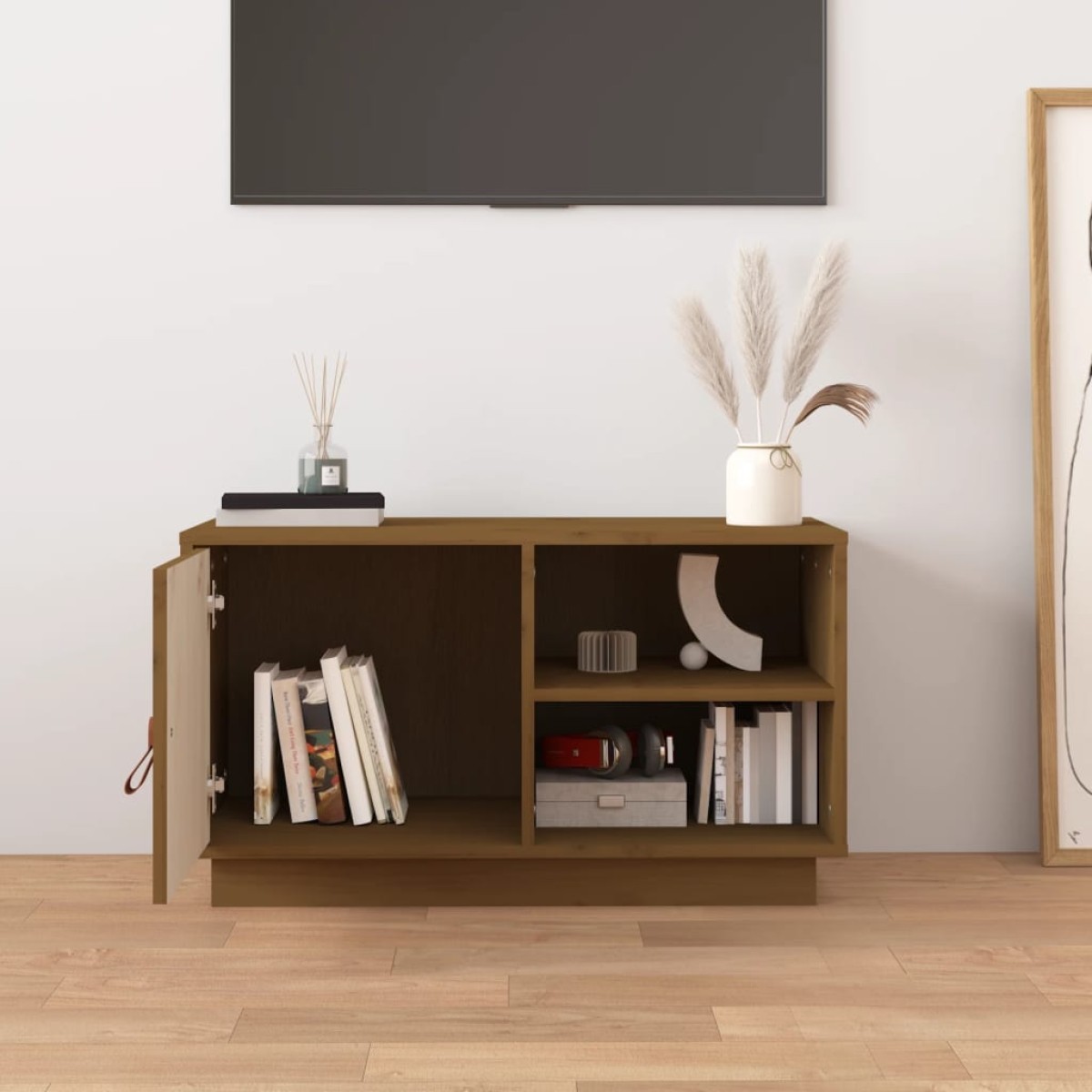 vidaXL Έπιπλο Τηλεόρασης Καφέ Μελί 70x34x40εκ από Μασίφ Ξύλο Πεύκου