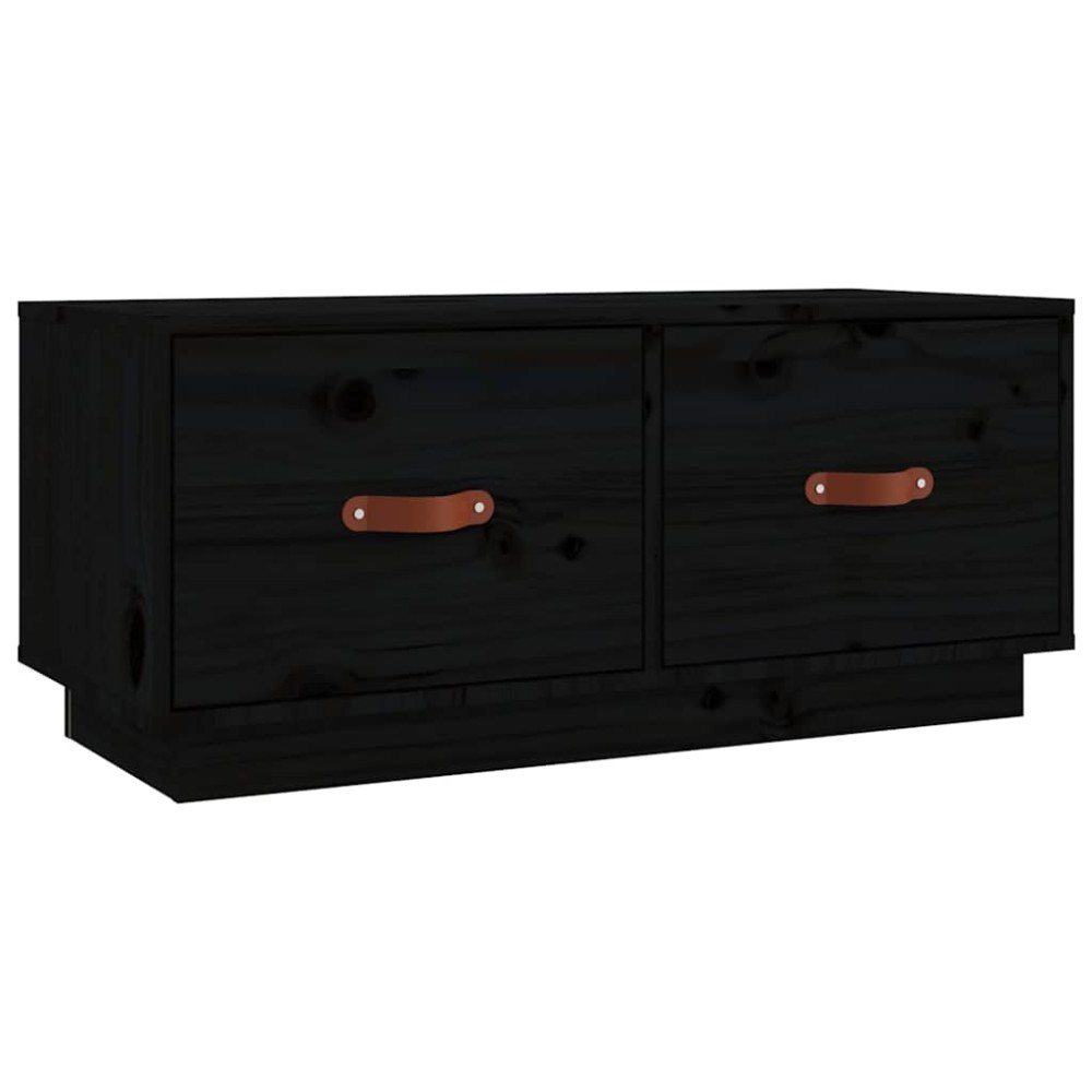 vidaXL Έπιπλο Τηλεόρασης Μαύρο 80x34x35 εκ. από Μασίφ Ξύλο Πεύκου
