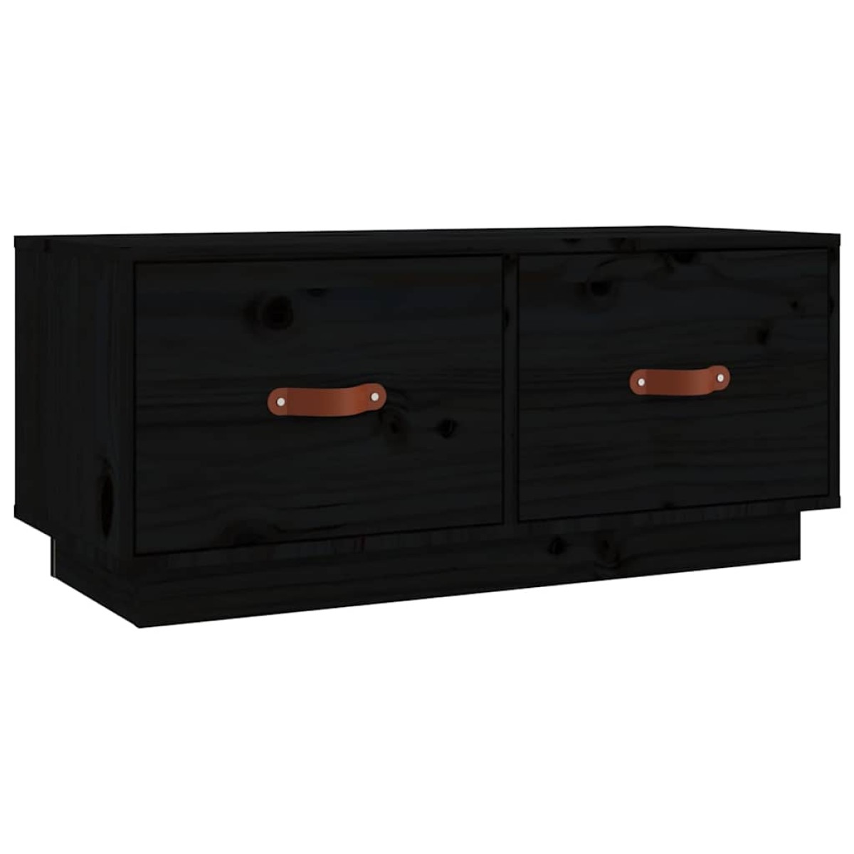 vidaXL Έπιπλο Τηλεόρασης Μαύρο 80x34x35 εκ. από Μασίφ Ξύλο Πεύκου