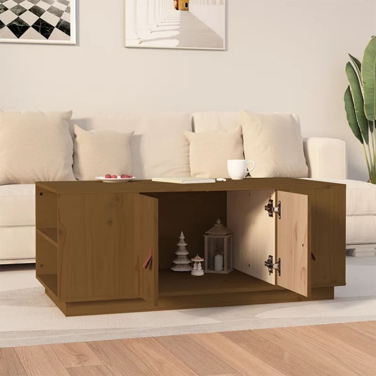 vidaXL Τραπεζάκι Σαλονιού Καφέ Μελί 100x50x41 εκ. Μασίφ Ξύλο Πεύκου