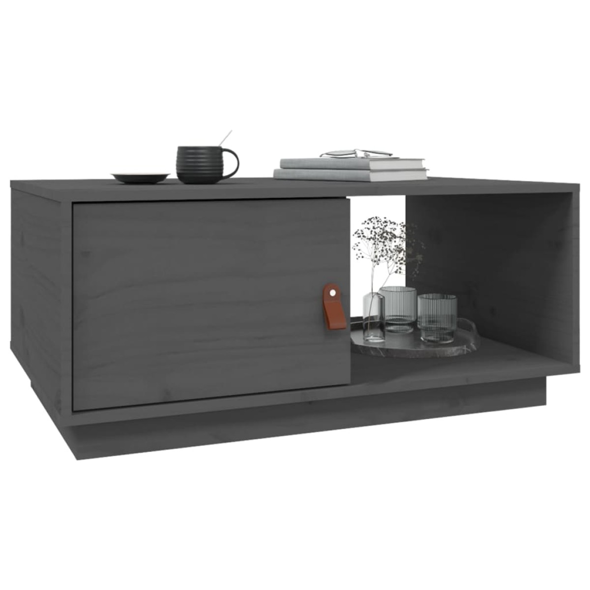 vidaXL Τραπεζάκι Σαλονιού Γκρι 80x50x35,5 εκ. από Μασίφ Ξύλο Πεύκου