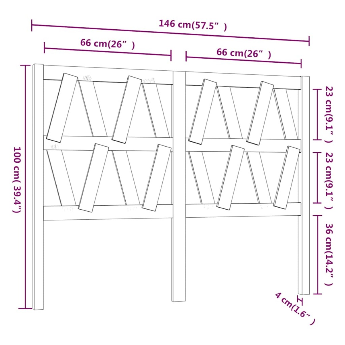 vidaXL Κεφαλάρι Κρεβατιού Γκρι 146 x 4 x 100 εκ. από Μασίφ Ξύλο Πεύκου