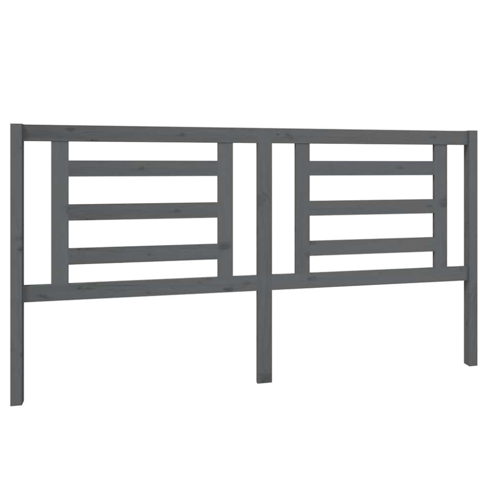 vidaXL Κεφαλάρι Κρεβατιού Γκρι 186 x 4 x 100 εκ. από Μασίφ Ξύλο Πεύκου