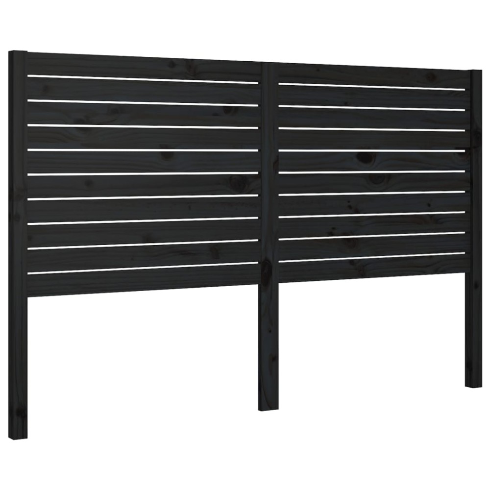 vidaXL Κεφαλάρι κρεβατιού Μαύρο 141x4x100 εκ. από Μασίφ Ξύλο Πεύκου