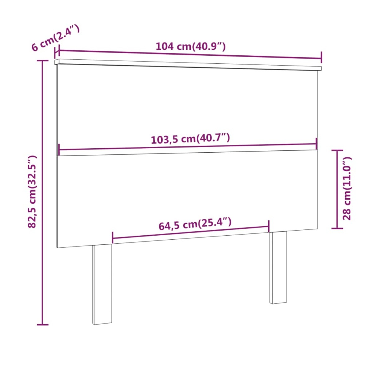 vidaXL Κεφαλάρι Κρεβατιού Λευκό 104x6x82,5 εκ. Μασίφ Ξύλο Πεύκου