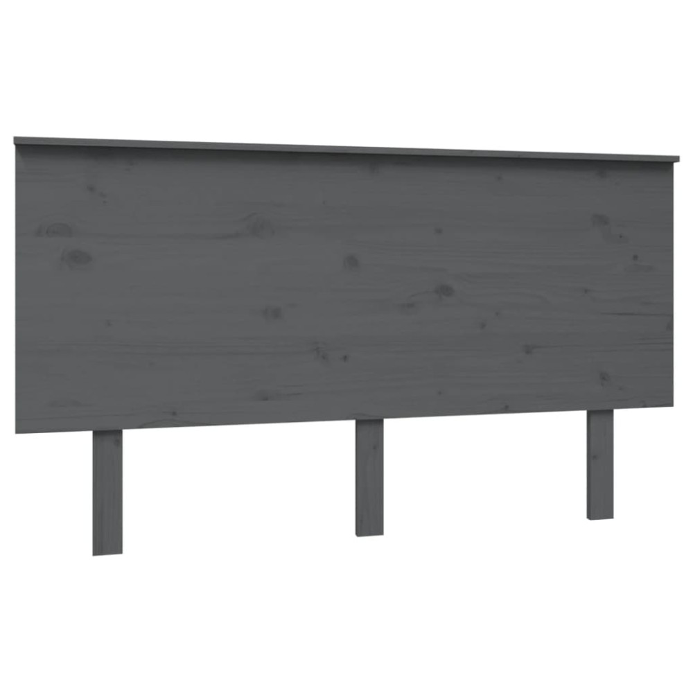 vidaXL Κεφαλάρι Κρεβατιού Γκρι 144x6x82,5 εκ. από Μασίφ Ξύλο Πεύκου