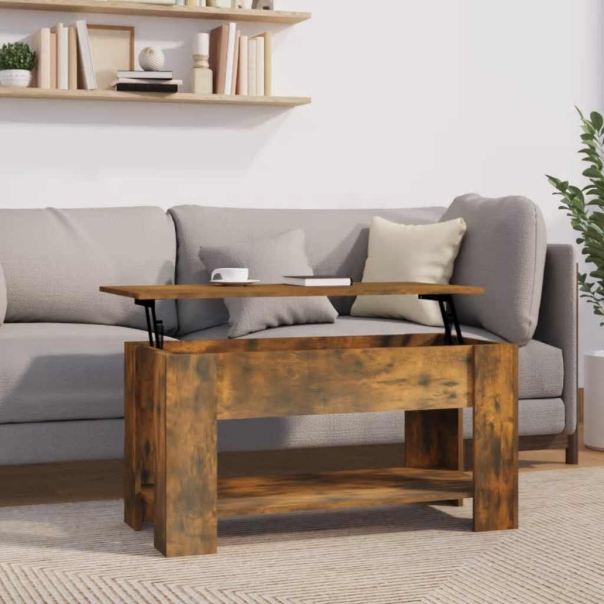 vidaXL Τραπεζάκι Σαλονιού Καπνιστή Δρυς 101x49x52 εκ. Επεξεργ. Ξύλο