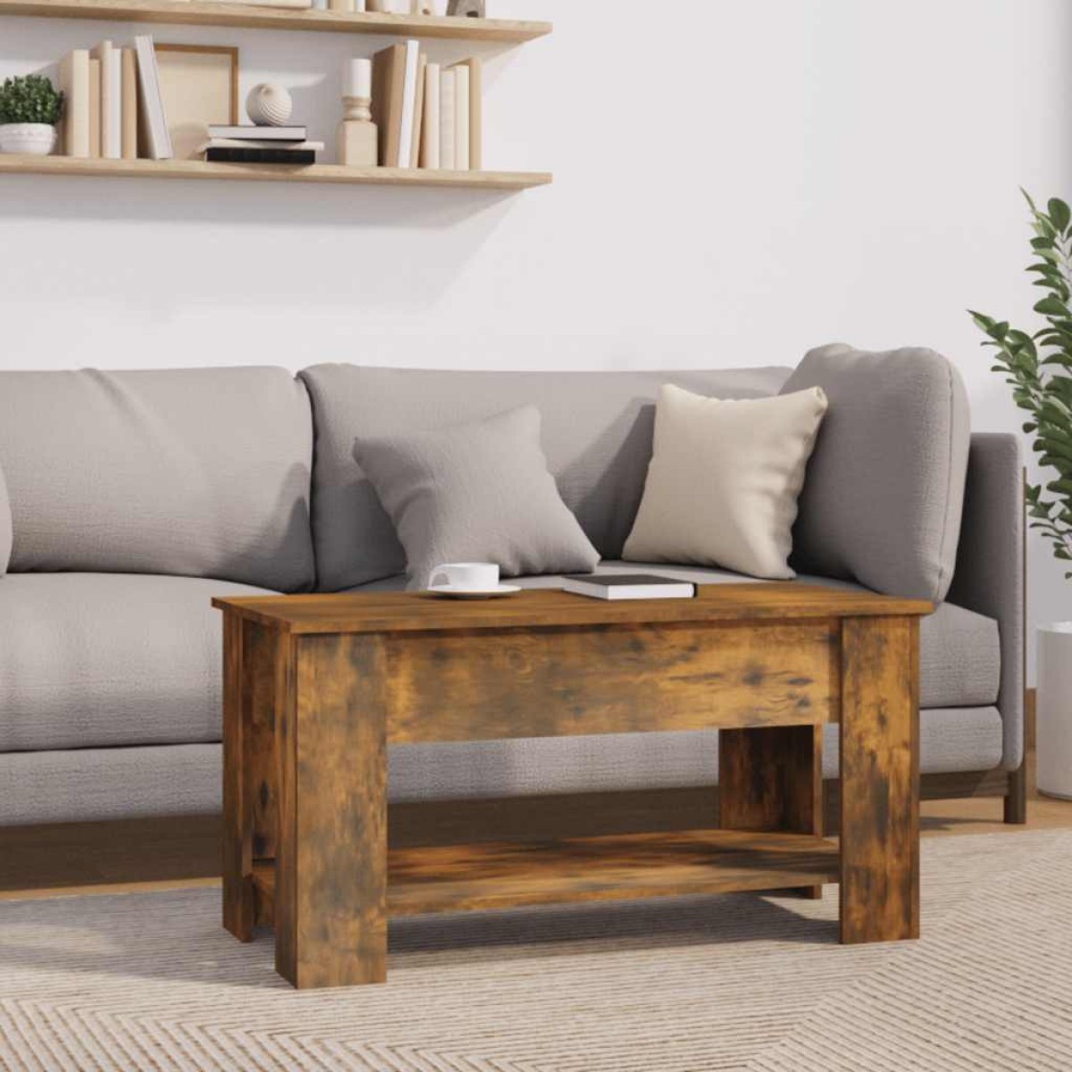 vidaXL Τραπεζάκι Σαλονιού Καπνιστή Δρυς 101x49x52 εκ. Επεξεργ. Ξύλο